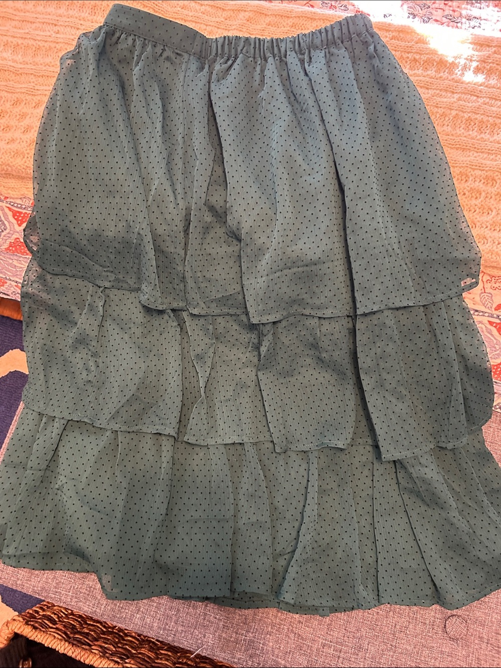 J. Crew Tiered Polka Dot A-Line Skirt in Teal